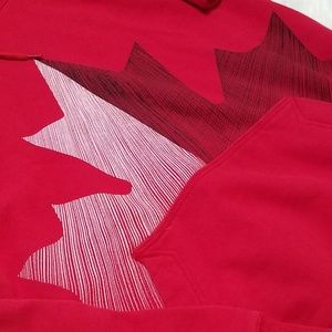 Red Nike Hoodie with Leaf Design Medium